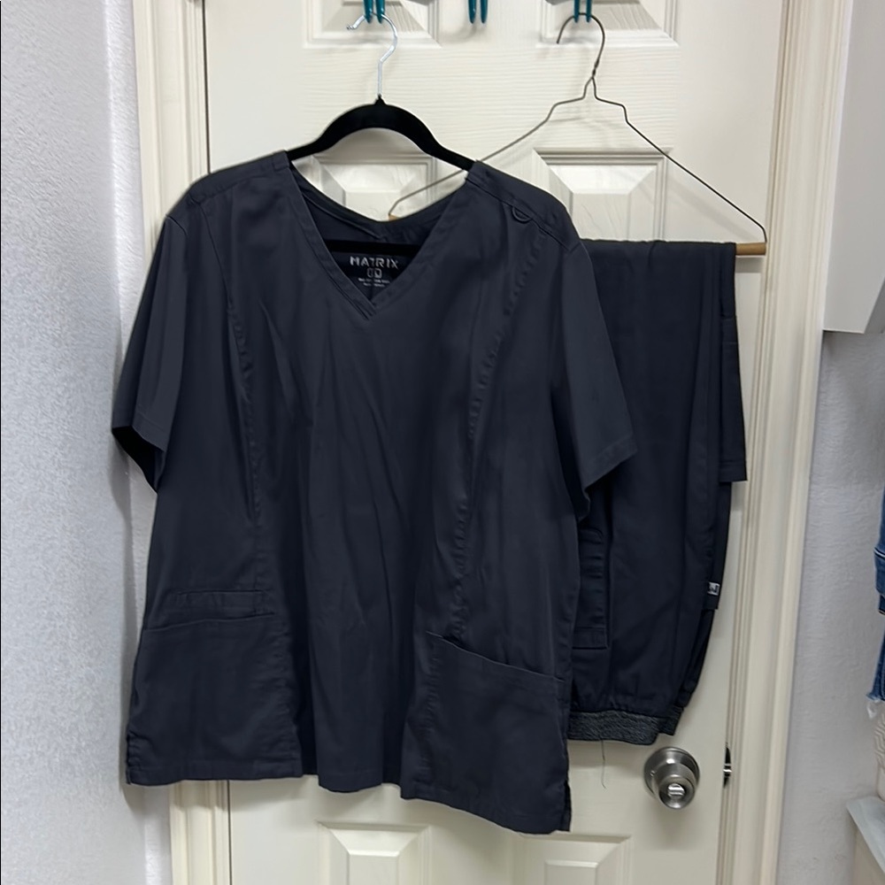 Matrix Charcoal V-Neck Scrub Set